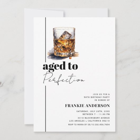 Aged to Perfection Whiskey Verjaardagsfeest Kaart (Voorkant)