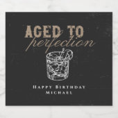 Aged to Perfection Whiskey Verjaardagsfeest Likeurfles Etiket (Enkel label)
