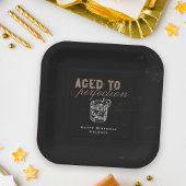 Aged to Perfection Whiskey Verjaardagsfeest Papieren Bordje