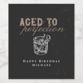 Aged to Perfection Whiskey Verjaardagsfeest Wijn Etiket (Enkel label)