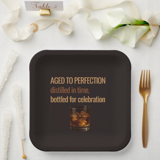 Aged to Perfection Whisky Birthday Celebration Papieren Bordje (Huwelijk)
