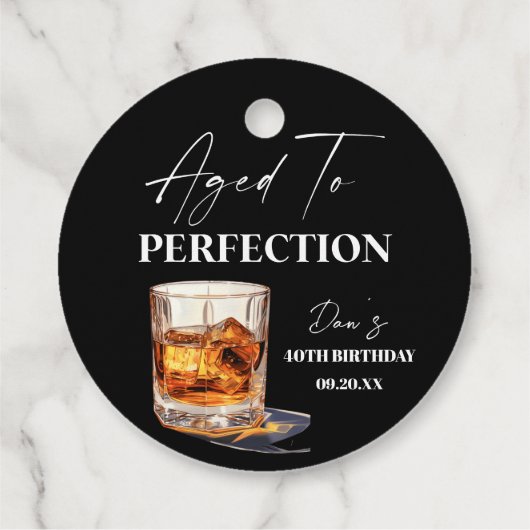 Aged To Perfection Whisky Glass Birthday Party Bedankjes Labels (Achterkant)