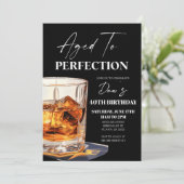 Aged To Perfection Whisky Glass Birthday Party Kaart (Staand voorkant)