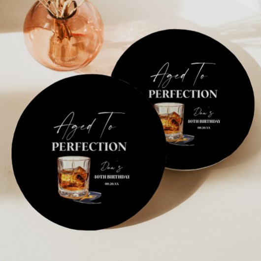 Aged To Perfection Whisky Glass Birthday Party Papieren Bordje