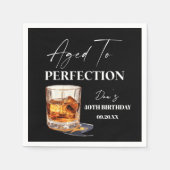 Aged To Perfection Whisky Glass Birthday Party Servet (Voorkant)