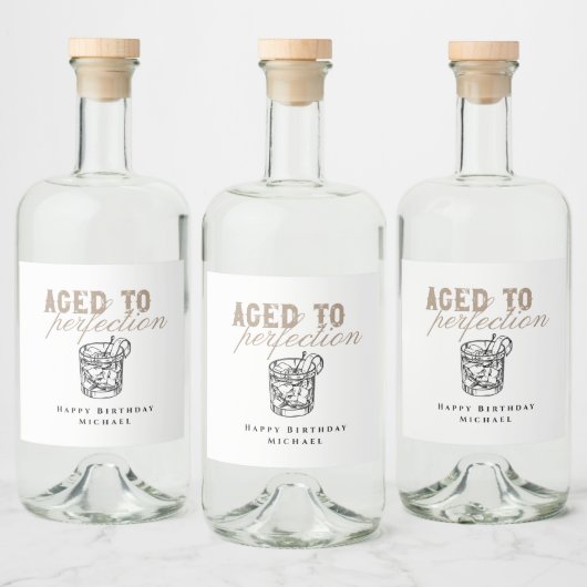 Aged to Perfection White Whiskey Birthday Party Likeurfles Etiket (Flessen)