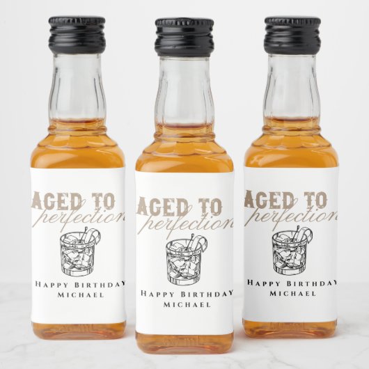 Aged to Perfection White Whiskey Birthday Party Likeurfles Etiket (Flessen)