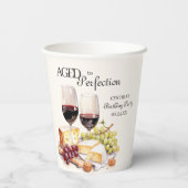 Aged to Perfection Wijn en kaas Verjaardag Papieren Bekers (Achterkant)