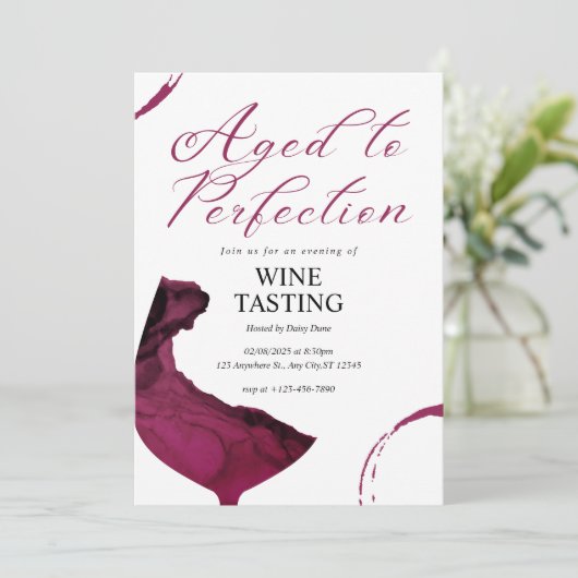 Aged To Perfection Wine Tasting Invite Kaart (Staand voorkant)