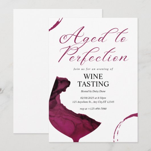 Aged To Perfection Wine Tasting Invite Kaart (Voorkant / Achterkant)