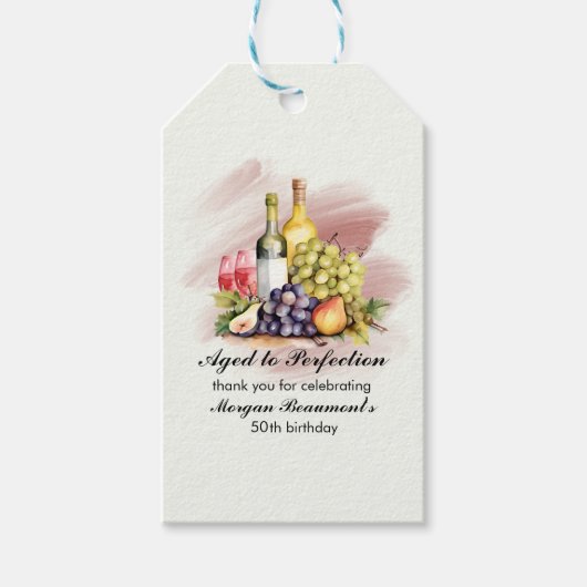 Aged to Perfection Wine Themed 50th Birthday Party Cadeaulabel (Voorkant)