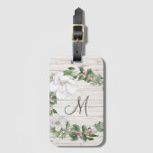 Aged Wood Monogram met Magnolias Wreator Bagagelabel (Voorkant (verticaal))