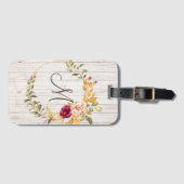 Aged Wood Monogram met Roos Bloom Wreater Bagagelabel (Voorkant (horizontaal))