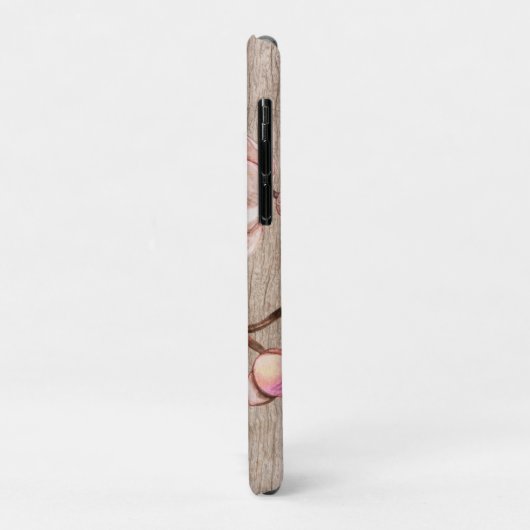 Aged Wood Monogram met Roze Magnolias Case-Mate iPhone Case (Achterkant/links)