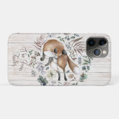 Aged Wood Monogram Naam Floral Fox Case-Mate iPhone Case (Achterkant (horizontaal))