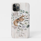 Aged Wood Monogram Naam Floral Fox Case-Mate iPhone Case (Achterkant)