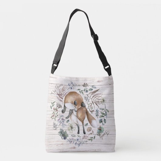 Aged Wood Monogram Naam Floral Fox Crossbody Tas (Achterkant)