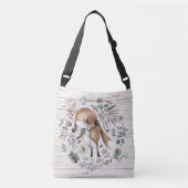 Aged Wood Monogram Naam Floral Fox Crossbody Tas (Voorkant)