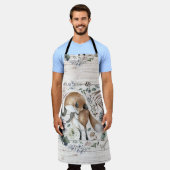 Aged Wood Monogram Naam Floral Fox Schort (Gedragen)