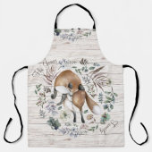 Aged Wood Monogram Naam Floral Fox Schort (Voorkant)