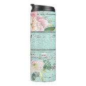 Aged Wood Monogram Naam met Hydrangea Bloom Thermosbeker (Geroteerd rechts)