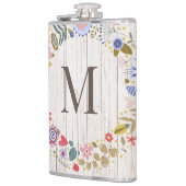 Aged Wood Monogram whimsical Flowers Heupfles (Links)