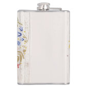 Aged Wood Monogram whimsical Flowers Heupfles (Achterkant)