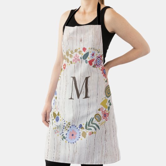 Aged Wood Monogram whimsical Flowers Schort (Insitu)