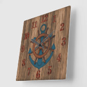Aged Wood Nautical Anchor Vierkante Klok (Hoek)