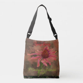 Ageing Beauty, A Coneflower in Suspended Twilight Crossbody Tas