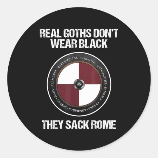 Agema Apparel Uni-adults Medieval History , Black, Ronde Sticker (Voorkant)