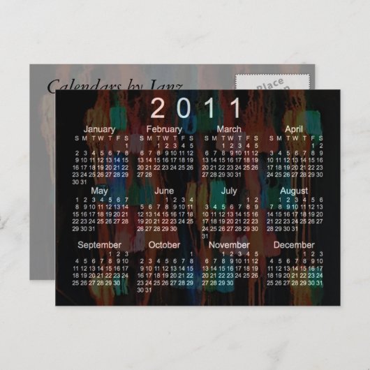 Agenda 2011 van de Mini Briefkaart (Voorkant / Achterkant)