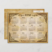 Agenda 2014 - Antiek Lijst en oude papierstijl Briefkaart (Voorkant / Achterkant)