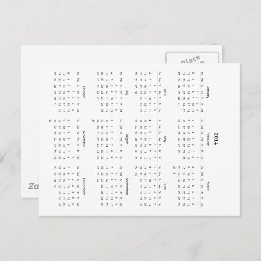 Agenda 2014 briefkaart (Voorkant / Achterkant)