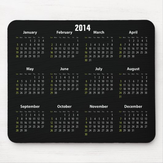 agenda 2014 zwarte kleur muismat (Voorkant)