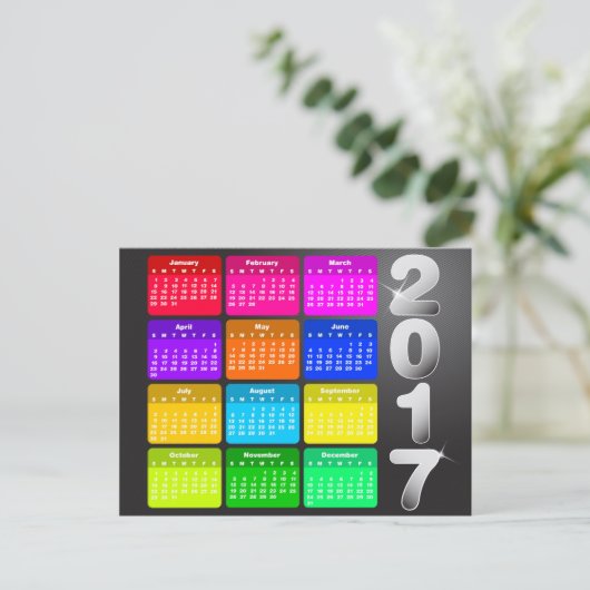 Agenda 2017 in heldere regenboogkleuren briefkaart (Staand voorkant)