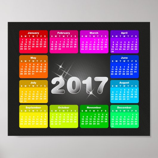 Agenda 2017 in heldere regenboogkleuren poster (Voorkant)