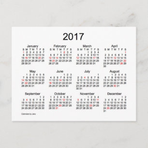 Agenda 2017 Mini van Janz met Feestdagen Briefkaart