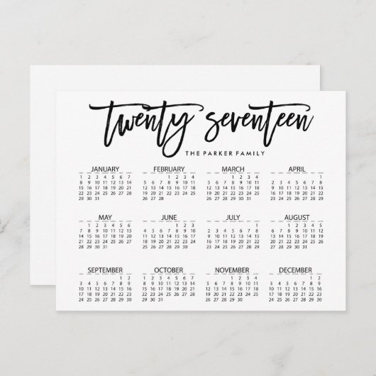 Agenda 2017 | Moderne typografie Briefkaart (Voorkant / Achterkant)