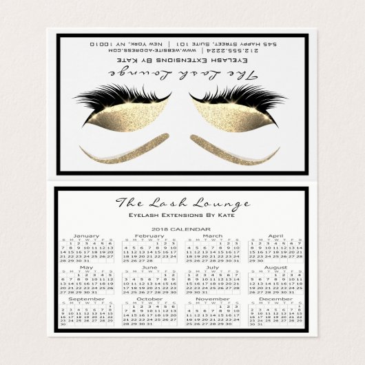 Agenda 2018 Beauty Studio Hairdresser Lashes Ext Visitekaartje (Buitenkant ongevouwen)