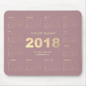 Agenda 2018 Mauve Pink Gold Name Contact Numer Muismat (Voorkant)
