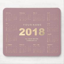 Agenda 2018 Mauve Pink Gold Name Contact Numer