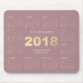 Agenda 2018 Mauve Pink Gold Name Contact Numer Muismat