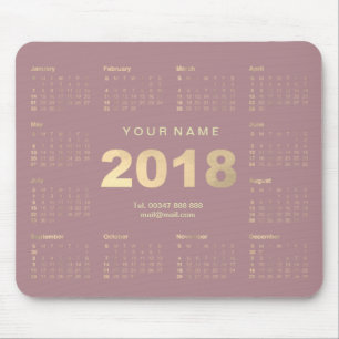 Agenda 2018 Mauve Pink Gold Name Contact Numer Muismat