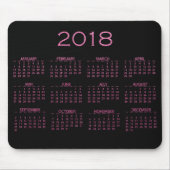 Agenda 2018 zwart, helder, levendig roze glitter muismat (Voorkant)