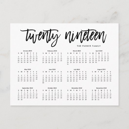 Agenda 2019 | Moderne typografie Briefkaart (Voorkant)