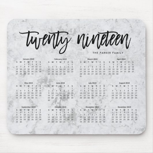 Agenda 2019 | Moderne typografie en marmer look Muismat (Voorkant)