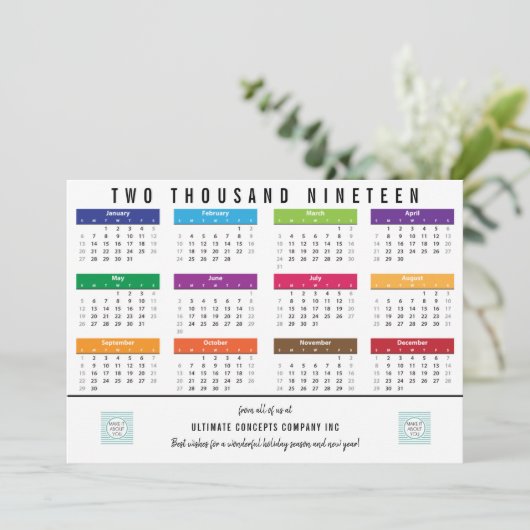 Agenda 2019 Zakelijk | Bedankt op Terug Feestdagenkaart (Staand voorkant)