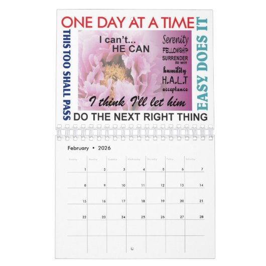 Agenda 2020 van de 12-stapslogans kalender (Feb 2026)