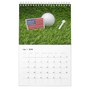 Agenda 2020 voor golfer met golfbal op groen kalender